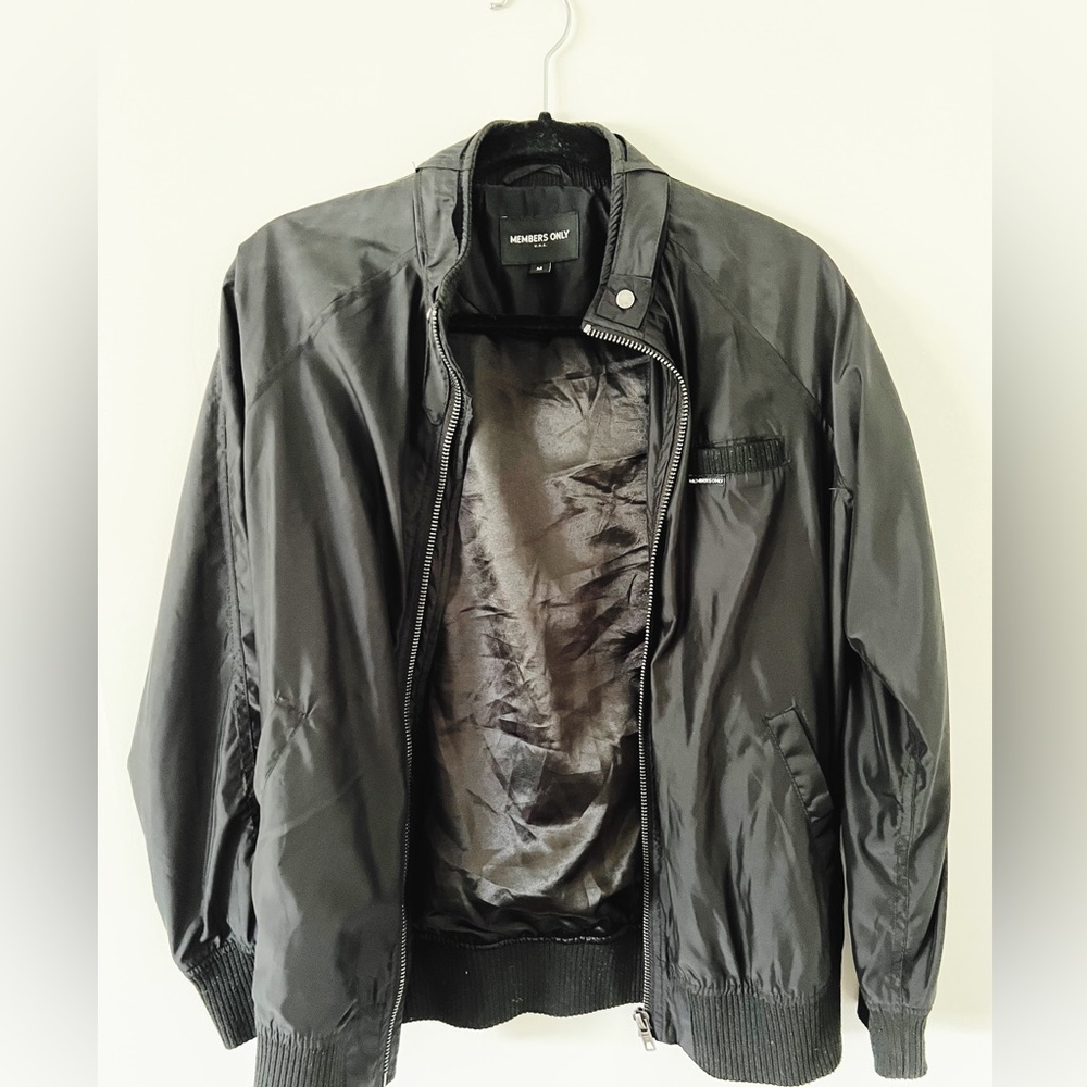 Members Only, Men’s Black Bomber Jacket, size medium